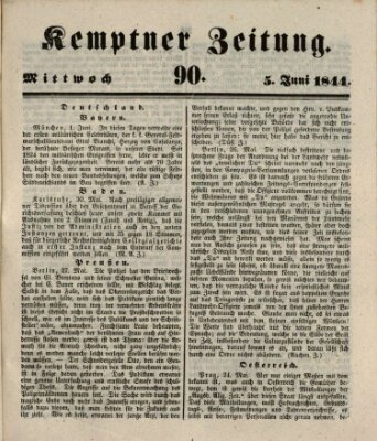 Kemptner Zeitung Mittwoch 5. Juni 1844