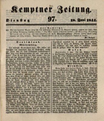 Kemptner Zeitung Dienstag 18. Juni 1844