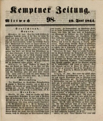 Kemptner Zeitung Mittwoch 19. Juni 1844