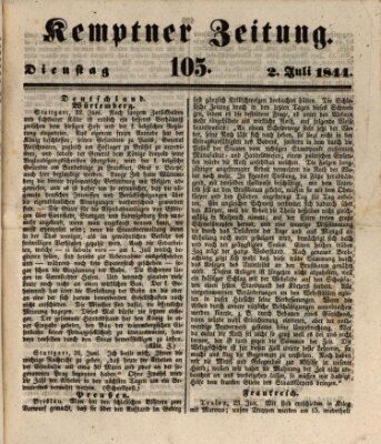 Kemptner Zeitung Dienstag 2. Juli 1844