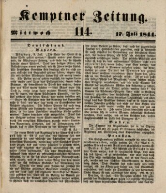 Kemptner Zeitung Mittwoch 17. Juli 1844