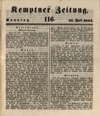 Kemptner Zeitung Sonntag 21. Juli 1844