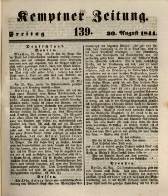 Kemptner Zeitung Freitag 30. August 1844