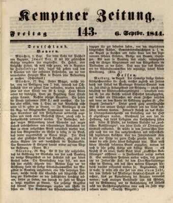 Kemptner Zeitung Freitag 6. September 1844