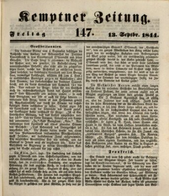 Kemptner Zeitung Freitag 13. September 1844