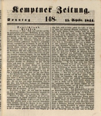 Kemptner Zeitung Sonntag 15. September 1844