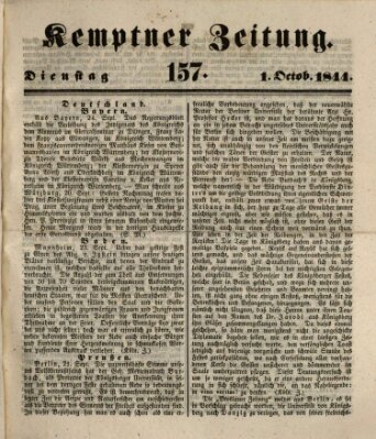 Kemptner Zeitung Dienstag 1. Oktober 1844