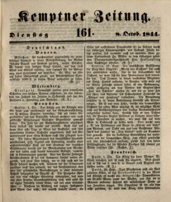 Kemptner Zeitung Dienstag 8. Oktober 1844