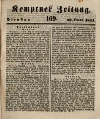 Kemptner Zeitung Dienstag 22. Oktober 1844