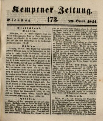 Kemptner Zeitung Dienstag 29. Oktober 1844