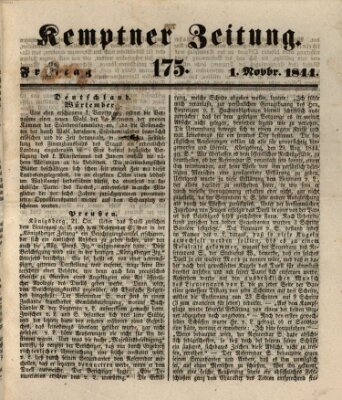 Kemptner Zeitung Freitag 1. November 1844