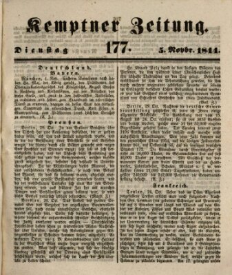 Kemptner Zeitung Dienstag 5. November 1844