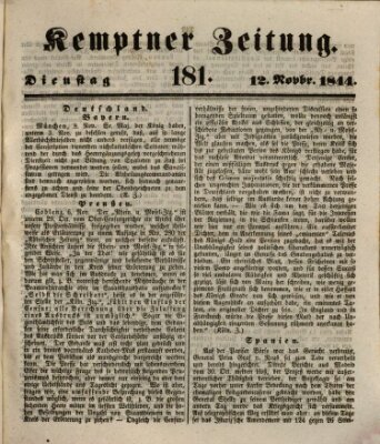 Kemptner Zeitung Dienstag 12. November 1844