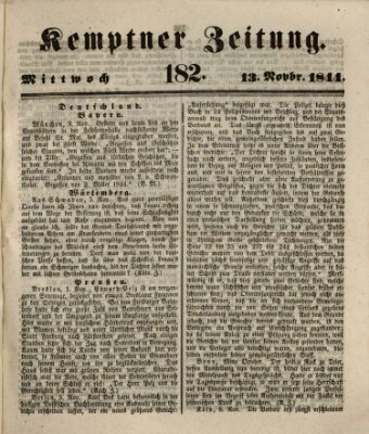 Kemptner Zeitung Mittwoch 13. November 1844