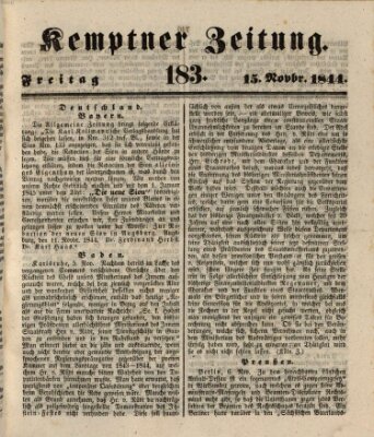 Kemptner Zeitung Freitag 15. November 1844