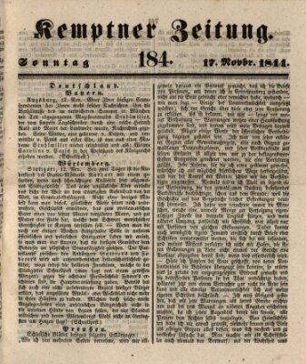 Kemptner Zeitung Sonntag 17. November 1844