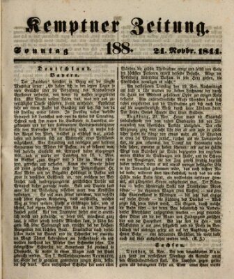 Kemptner Zeitung Sonntag 24. November 1844