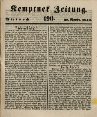 Kemptner Zeitung Mittwoch 27. November 1844