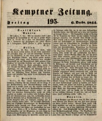 Kemptner Zeitung Freitag 6. Dezember 1844