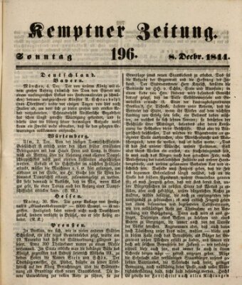 Kemptner Zeitung Sonntag 8. Dezember 1844