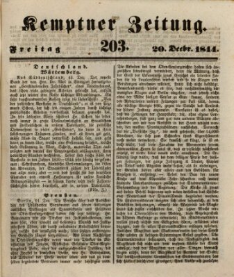 Kemptner Zeitung Freitag 20. Dezember 1844