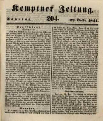 Kemptner Zeitung Sonntag 22. Dezember 1844