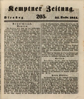 Kemptner Zeitung Dienstag 24. Dezember 1844