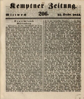 Kemptner Zeitung Mittwoch 25. Dezember 1844