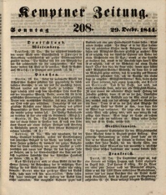 Kemptner Zeitung Sonntag 29. Dezember 1844