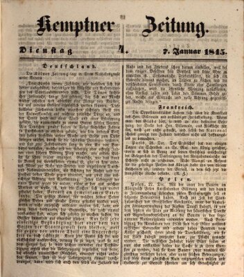 Kemptner Zeitung Dienstag 7. Januar 1845