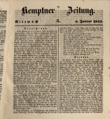 Kemptner Zeitung Mittwoch 8. Januar 1845