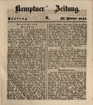 Kemptner Zeitung Freitag 10. Januar 1845