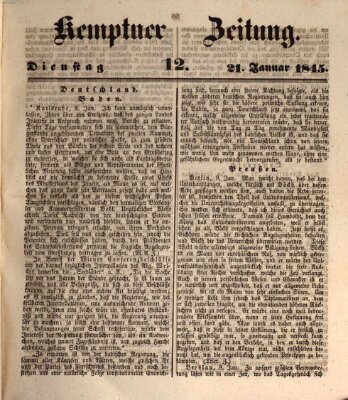 Kemptner Zeitung Dienstag 21. Januar 1845