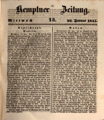 Kemptner Zeitung Mittwoch 22. Januar 1845