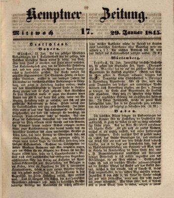 Kemptner Zeitung Mittwoch 29. Januar 1845