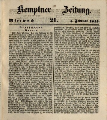 Kemptner Zeitung Mittwoch 5. Februar 1845