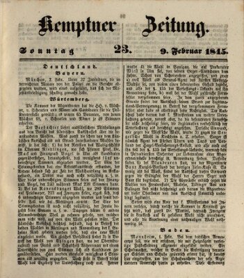 Kemptner Zeitung Sonntag 9. Februar 1845