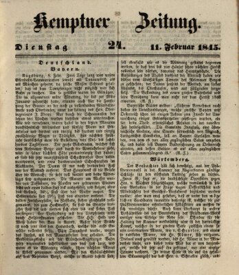 Kemptner Zeitung Dienstag 11. Februar 1845