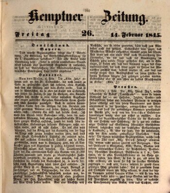 Kemptner Zeitung Freitag 14. Februar 1845