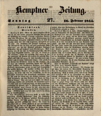 Kemptner Zeitung Sonntag 16. Februar 1845