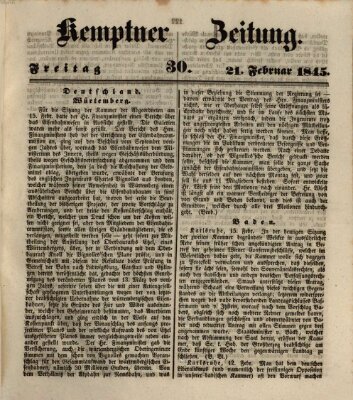 Kemptner Zeitung Freitag 21. Februar 1845