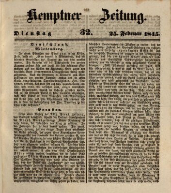 Kemptner Zeitung Dienstag 25. Februar 1845