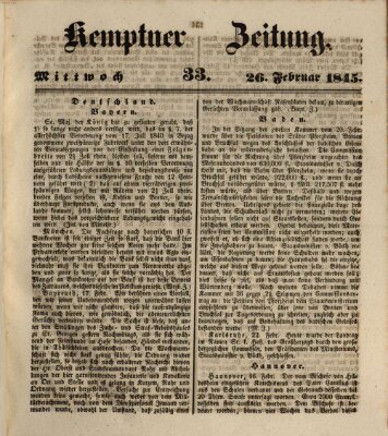 Kemptner Zeitung Mittwoch 26. Februar 1845