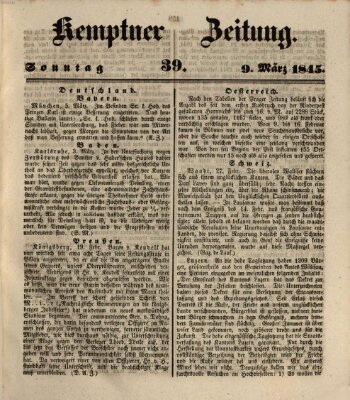 Kemptner Zeitung Sonntag 9. März 1845