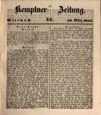 Kemptner Zeitung Mittwoch 19. März 1845