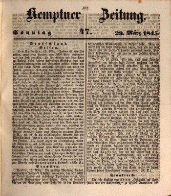 Kemptner Zeitung Sonntag 23. März 1845