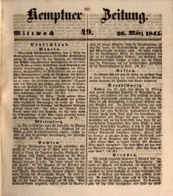 Kemptner Zeitung Mittwoch 26. März 1845