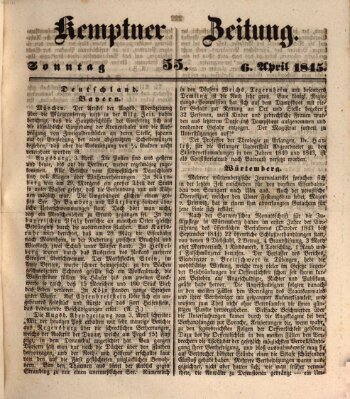 Kemptner Zeitung Sonntag 6. April 1845