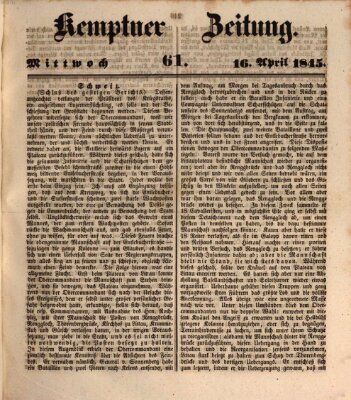 Kemptner Zeitung Mittwoch 16. April 1845