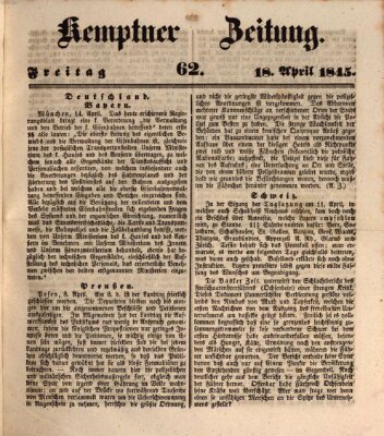 Kemptner Zeitung Freitag 18. April 1845